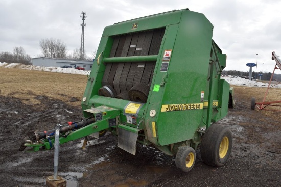 John Deere 566 Round Baler, 5x6 Bale, Net Or Twin