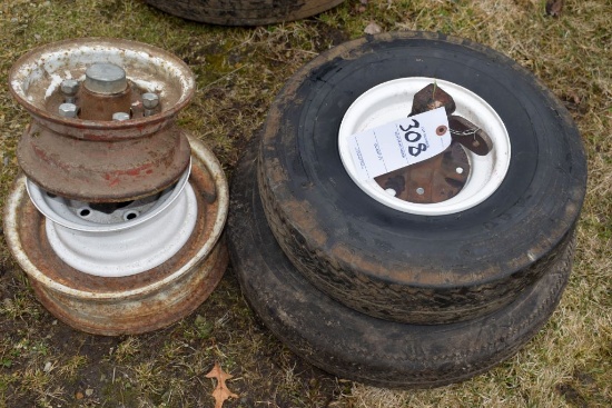 5.70-8 Tire With 5 Bolt Rim And Hub, 6.3x12 Tire, And 3 Rims