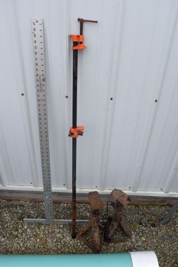 Ruler, Pipe Clamp, 2 Jack Stands