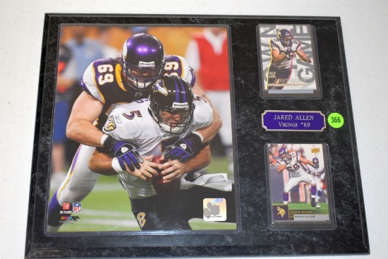 MN Vikings Jarrod Allen Picture And 2 Collector Cards
