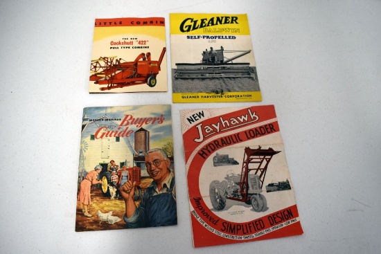 Sales Brochures Of Cockshutte Pulltype Combine, Gleaner Self Propelled Combine, Jayhawk Loaders, Mas