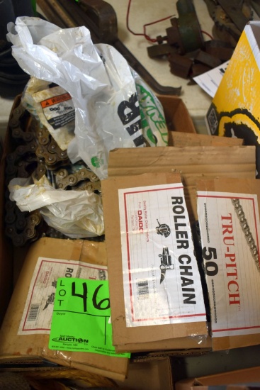 Large Assortment Of Roller Chain, Some New Some Used
