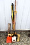 Assortment Of Forks And Shovels, With A WPA Pickaxe