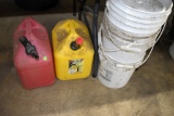 (2) Gas Cans And 5 Gallon Pales