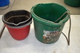 5 Gallon Heated Bucket And Assortment Of Pails