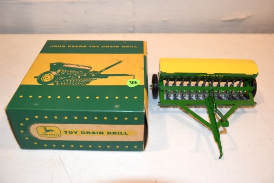 Original John Deere Toy Grain Drill With Original Box, Very Good Condition