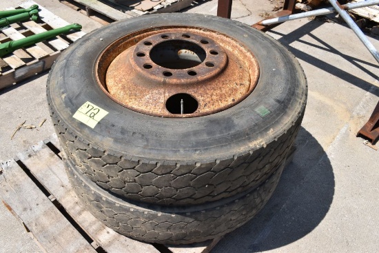 (2) 285/75Rx24.5 Tires Steel Rims