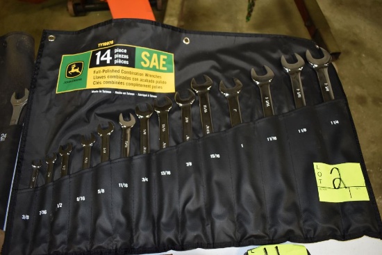 John Deere 14 Piece SAE Full Polished Combination Wrench Set With Bag, Like New