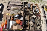 Assortment Of Lights, Nuts And Bolts, Plow Bolts, 3 Fuel Nozzles, Plow Parts