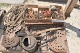 Platform Scale, 2 Old tractor Seats, Block And Tackle, Traps, Railroad Locks