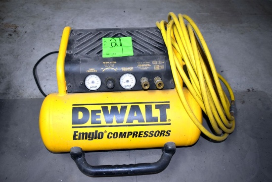 Dewalt Emglo Air Compressor, 200 Max PSI, 120 Volt, Air Hose, Works