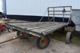 8'x16' Flat Bed Hay Rack On 6 Ton Running Gear With 5 Bolt Hubs