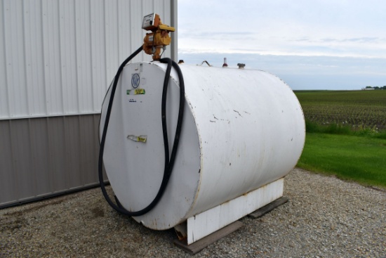 1000 Gallon Fuel Tank, Gas Boy Electric Pump, 30’ Hose