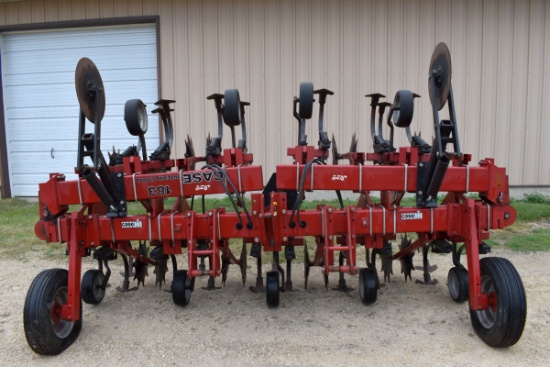 Case IH 183 Row Crop Cultivator 8 Row 30”, 3pt, Hyd Flat Fold, Rolling Shields, Gauge Wheels, Stabil