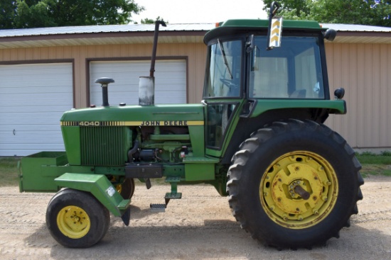 John Deere 4040 2WD, Factory Cab, 8074 Actual Hours, 18.4x34 Tires At 75% With Band Duals, 3 Hydraul