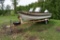 1982 Sylvan 16' Deep V Boat, Split Window Windshield, Evinrude 90 Outboard Motor, Canopy, On A Tee N