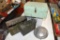 (2) Ammo Cans, (3) MG Hubcaps, Wooden Box