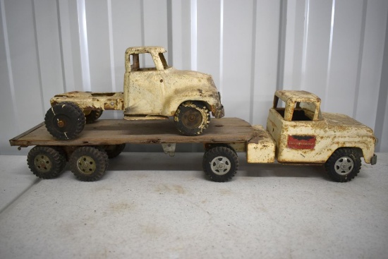 Tonka 60s Thunderbird Express Hauler With Trailer, 1950s Tonka Truck, Both Have Wear