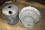 Galvanized Pail and Can, Bottom Needs Repair