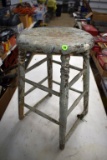 Primitive Painted Wooden Stool