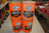 (4) Harley Davidson Premium II Motorcycle Oil Cans, 1 Quart, All Full