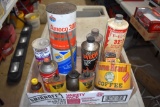 Large Assortment Of Oil Related Advertising Cans, Most Are Full