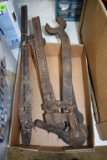 Old Wrenches, Metal Clamp, And Pliers