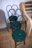 (3) Green Metal Chairs