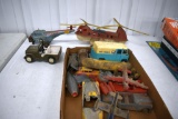 Tin Windup Helicopter, Plastic Helicopter Missing Parts, Jeep Toy, Assortment Of Plastic And Metal T