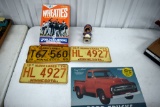 1987 Twins World Champions Wheaties Box, MN Vikings Bobble Head, (2) 74 And A 54 License Plate, 12x1