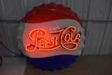 New Pepsi Cola Tin Neon Sign, 26'', Works, Has A Few Minor Scratches, Made By Stout Sign Company