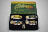 4 John Deere Collector Knives And Key Chain In Tin