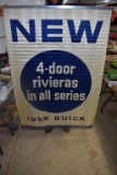 1956 Buick Four Door Riviera Sales Banner, Has Light Staining, Manufactured Lafontaine In Detroit, 3