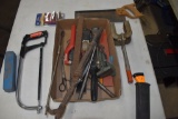 Assortment Of Tools, Saws, Small Vise, Clamp, Files, Punches