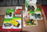 Ertl Pickup And Trailer, John Deere Tractor, Kill Bros Wagon On Card, JD 4wd Tractor With Box, 1/64t