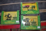 (2) Ertl John Deere Tractor And Implement Sets, Ertl John Deere Harvesting Set, 1/64th Scale All 3 H