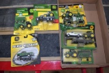 (3) John Deere Pickups On Card, (3) JD Tractors On Card