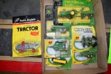 John Deere Tractor And Implements On Card, Scale Models Thrashing Machine On Card