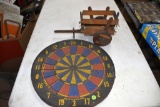 Old Dart Board And Wooden Wagon