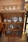 36'' Wooden Shelf with Assortment Of Glassware