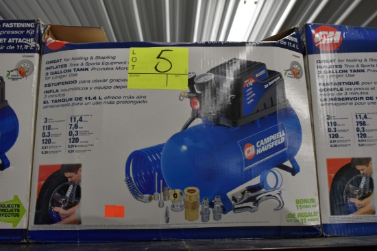 Campbell Hausfeld 3 Gallon Air Compressor 110PSI 120Volt, .51CFM @40PSI, Open Box Store Return