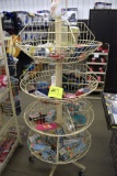 Round Metal Store Display ON Wheels With Contents, Lanyards, Chew Toys, Waste Bags, Collars, Animal