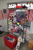 Large Assortment Of 4th Of July Items, And A 4 Shelf Stand On Rollers