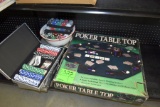 Poker table Top And Assortment Of Poker Chips