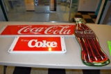 (2) Older Coca Cola Signs, (1) New Coca Cola Sign