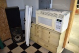 Magic Chef Microwave Over Range, Flourescent Lights, Blonde Dresser, Pair Of Speakers