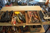 5 Assorted Boxes Of Hand Tools, Receiver Hitches, Snips, Lights, Testers, Snips