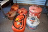 Boat Gas Tank, (5) Metal Gas Cans