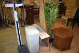 Scale, Ironing Boards, 2 Side tables, Faux Plant