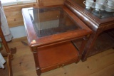 Wood With Glass Top Side Table, 26''x22''